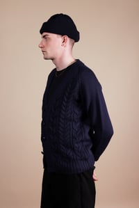 Image 5 of Cable Cardigan - Navy