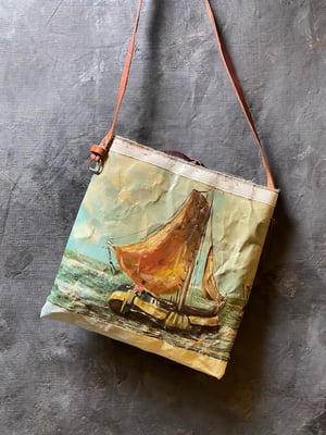 Image of one of a kind painting bag - sail