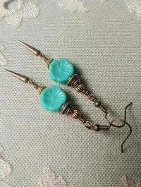 Image 9 of Etruscan Flower Czech Glass Bead Earrings, Pierced or Clip On