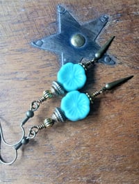 Image 10 of Etruscan Flower Czech Glass Bead Earrings, Pierced or Clip On