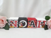 Image 8 of Mickey Mouse Inspired Wood Name Blocks, Mickey nursery,Mickey new baby gift,mickey centrepiece 