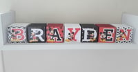 Image 11 of Mickey Mouse Inspired Wood Name Blocks, Mickey nursery,Mickey new baby gift,mickey centrepiece 