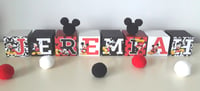 Image 16 of Mickey Mouse Inspired Wood Name Blocks, Mickey nursery,Mickey new baby gift,mickey centrepiece 