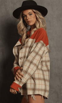 Image 2 of Western Boho Corduroy Flannel, Rust