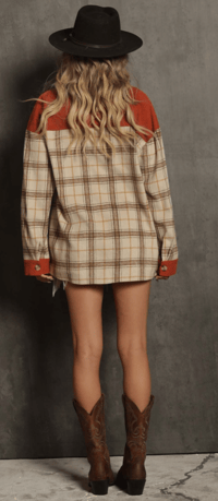 Image 3 of Western Boho Corduroy Flannel, Rust