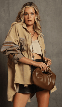 Image 1 of Button Down Oversized Shacket, Tan