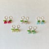 lily of the valley with bright green leaf huggie hoop earrings