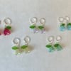 lily of the valley with bright green leaf huggie hoop earrings