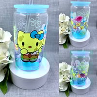 Image 1 of Kitty x SpongeBob ombre 16oz glass can tumbler 