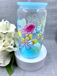 Image 3 of Kitty x SpongeBob ombre 16oz glass can tumbler 