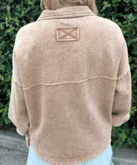 Image 3 of Camel Washed Crop Shacket 