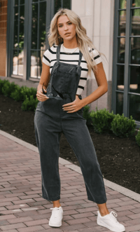 Image 1 of Urban Chic Denim Overall Jumpsuit - Black