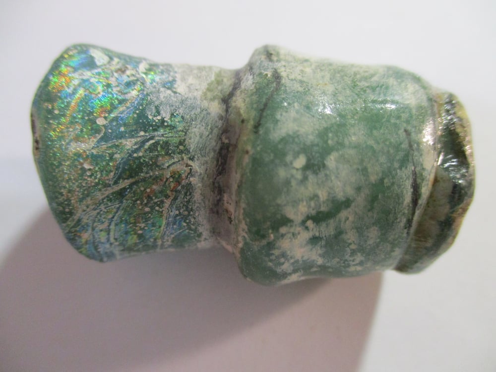 Marked Down at Cost Until Dec 15: 2+ Inch Roman Iridescent Glass Bottle, Unusual Design