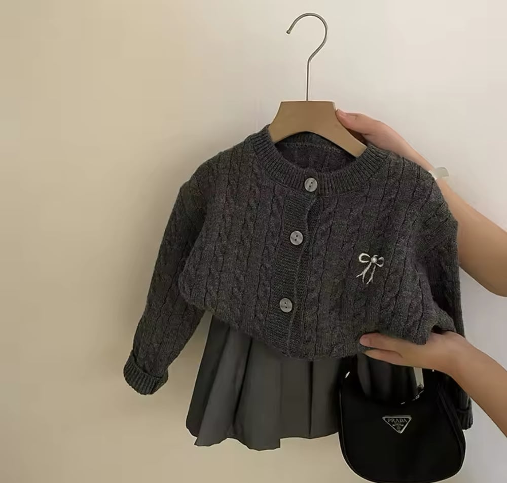 Image of Stone Knit Bow Cardigan/Skirt