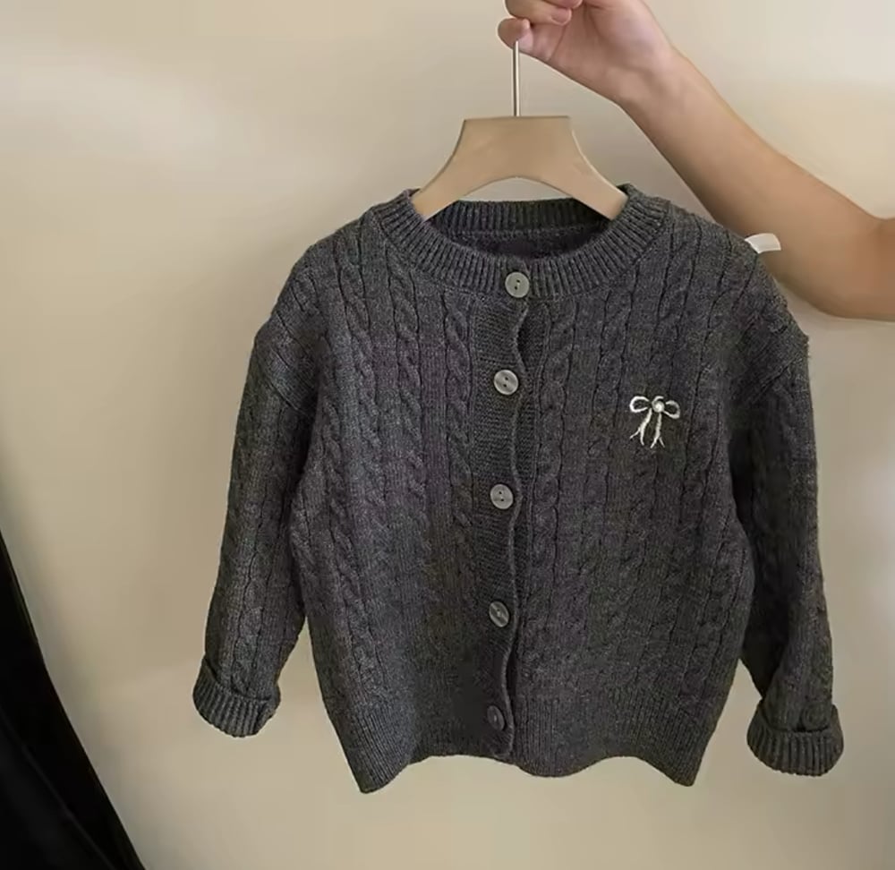 Image of Stone Knit Bow Cardigan/Skirt