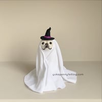 Image 2 of Frenchie Ghost 2024 : Cream with Witch/Wizard Hat