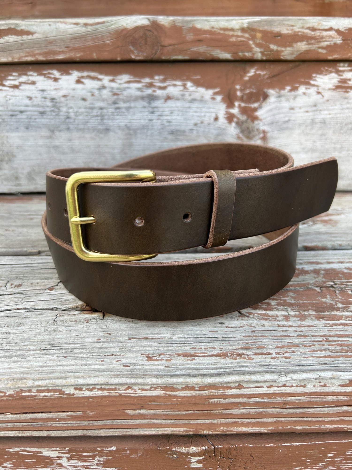 Horween Leather Belt Dark Olive Chromexcel