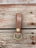 Leather Keychain - Horween Chromexcel - Raw Solid Brass Hardware