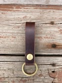 Leather Keychain - Horween Chromexcel - Raw Solid Brass Hardware