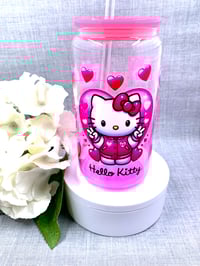 Image 3 of Kitty heart 16oz glass can tumbler 