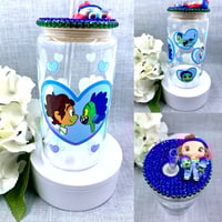 Image 1 of Luca 16oz glass can with bling lid and clay doll 