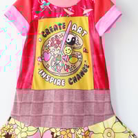 Image 2 of create art inspire change dancer 8/10 short sleeve courtneycourtney twirly dress vintage fabric 