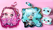 Image of Mint Fantome and Matara Kan keychain and wisp pins