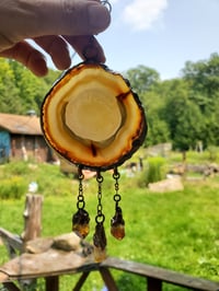 Image 2 of Agate slice with Citrine Suncatcher 