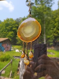 Image 3 of Agate slice with Citrine Suncatcher 
