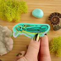 Image 2 of Blue-Green Leafhopper Sticker (Side-Profile)