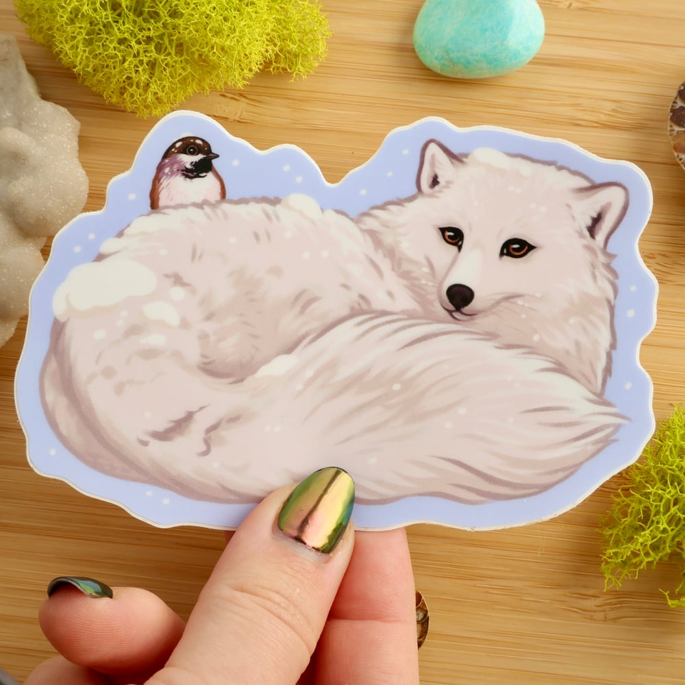 Arctic Fox & Chickadee Sticker