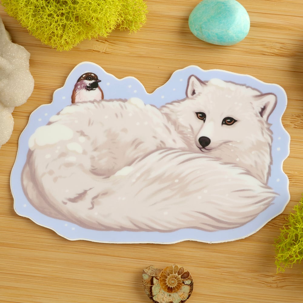 Arctic Fox & Chickadee Sticker