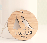 Image 3 of Dinosaur Christmas Decoration. Personalised Christmas Ornament.