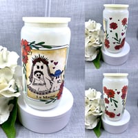 Image 1 of La mama shimmer 16 Oz glass can tumbler 