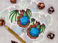 Image 1 of Brown Dragon with Teal D20 - 3in Vinyl Sticker