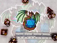 Image 2 of Brown Dragon with Teal D20 - 3in Vinyl Sticker