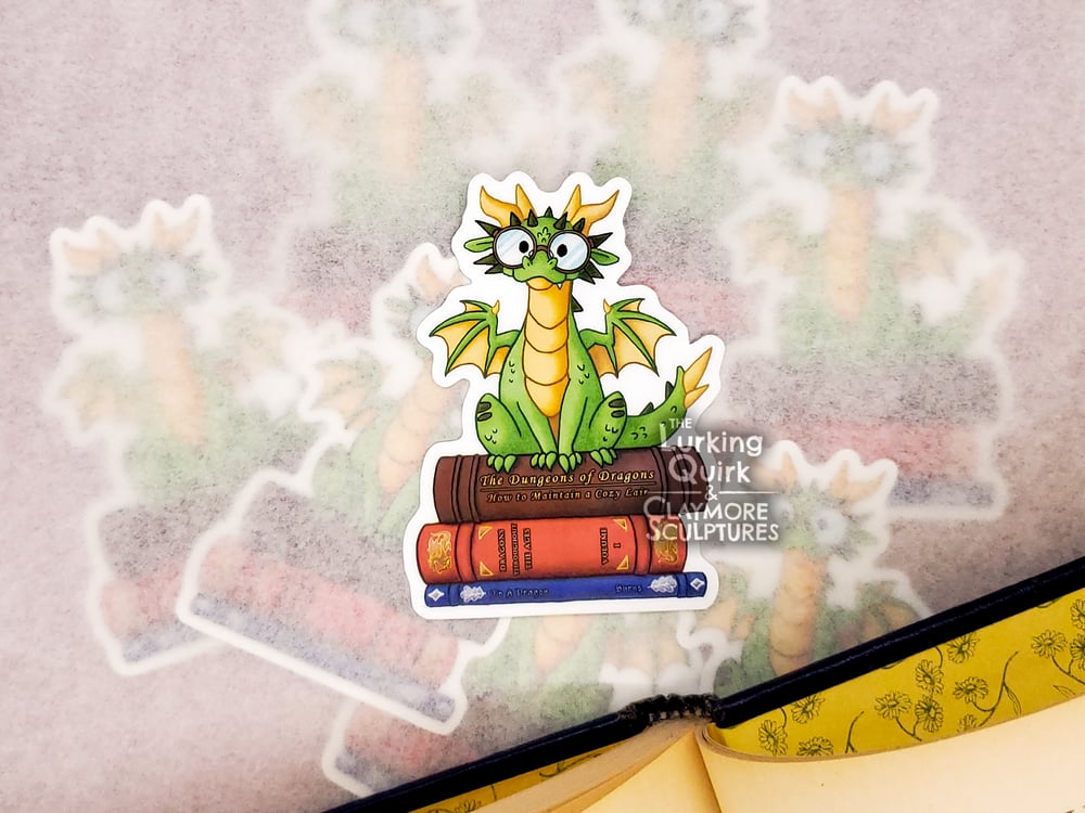 Library Dragon - 3in Vinyl Sticker