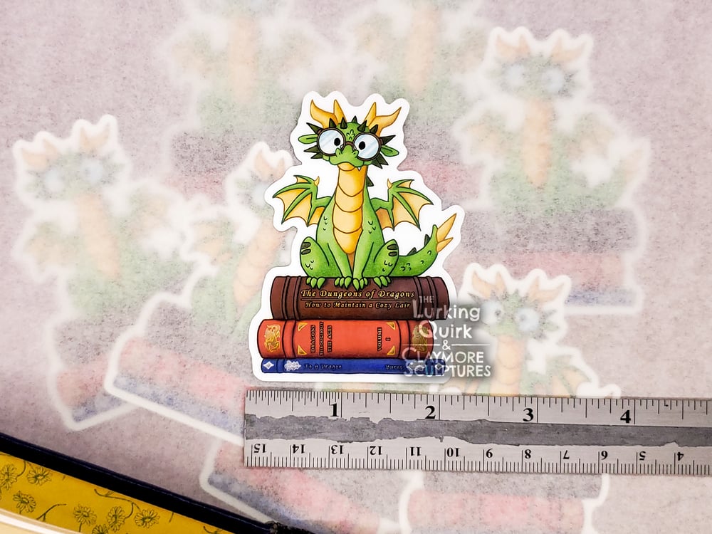 Library Dragon - 3in Vinyl Sticker