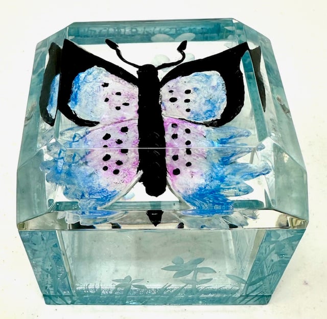 Image of Jumbo Mini Painted Aqua Butterfly Box 