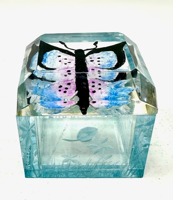 Image of Jumbo Mini Painted Aqua Butterfly Box 