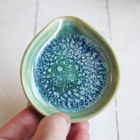Image 2 of Small Spoon Rest, Shimmering Green Ceramic Spoon Holder for Your Coffee Station, Made in USA