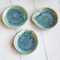 Image 3 of Small Spoon Rest, Shimmering Green Ceramic Spoon Holder for Your Coffee Station, Made in USA