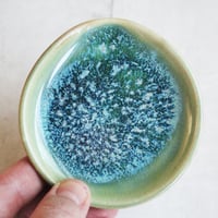Image 4 of Small Spoon Rest, Shimmering Green Ceramic Spoon Holder for Your Coffee Station, Made in USA