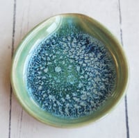 Image 6 of Small Spoon Rest, Shimmering Green Ceramic Spoon Holder for Your Coffee Station, Made in USA