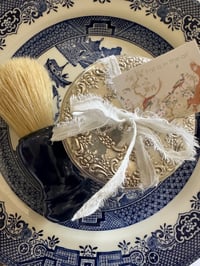 Image 1 of Inspired by Baccarat Rouge No 540 Ladies Shaving Soap Set in Silver and Crystal Powder Dish 