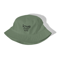 Image 3 of Love Over Hate Organic Bucket Hat