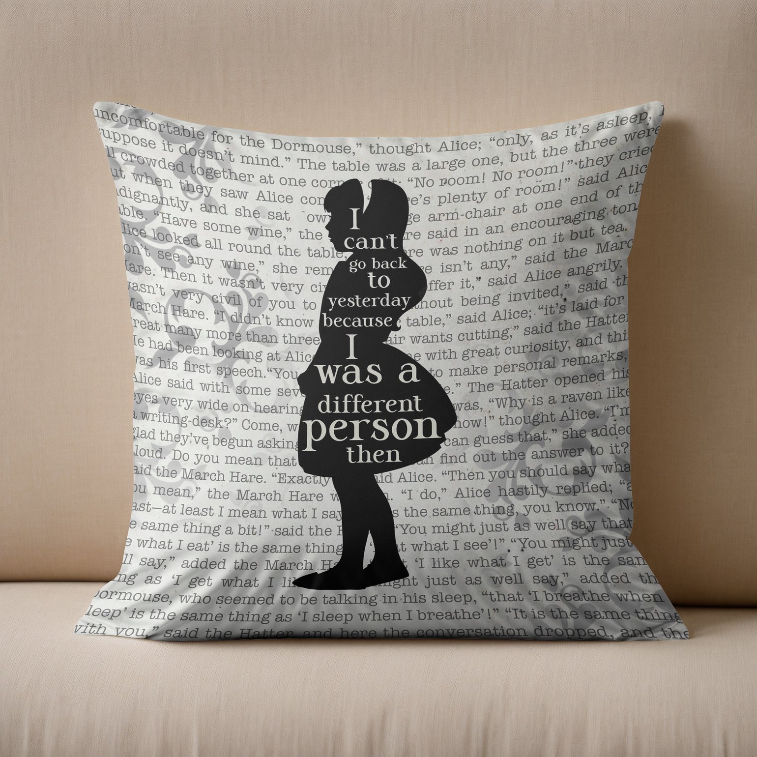 Image of ‘Yesterday’ Alice in Wonderland Cushion