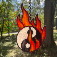 Image 1 of yin yang in flames: made to order