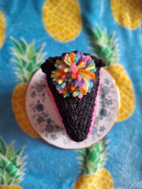 Image 9 of Knitted Cake Slices - Rainbow, Neon, Funfetti, Checkerboard, and Vampire Drips Now Available!