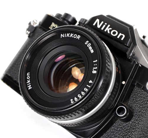 Image of Nikon FM2 35mm SLR Film Camera with 50mm F1.8 lens (CHROME/BLACK)